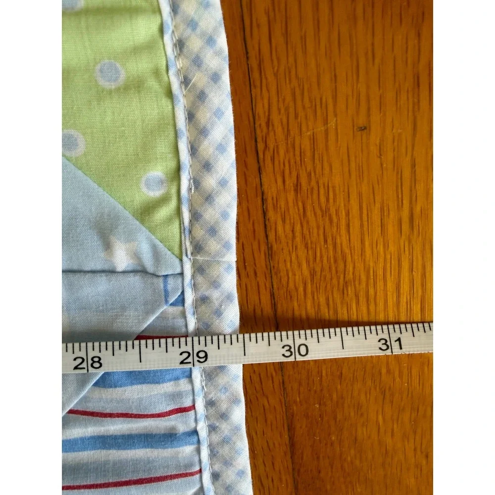 Savana Baby‎ Blanket Light Blue Fleece Patchwork Gingham Stars Stripes 30x40